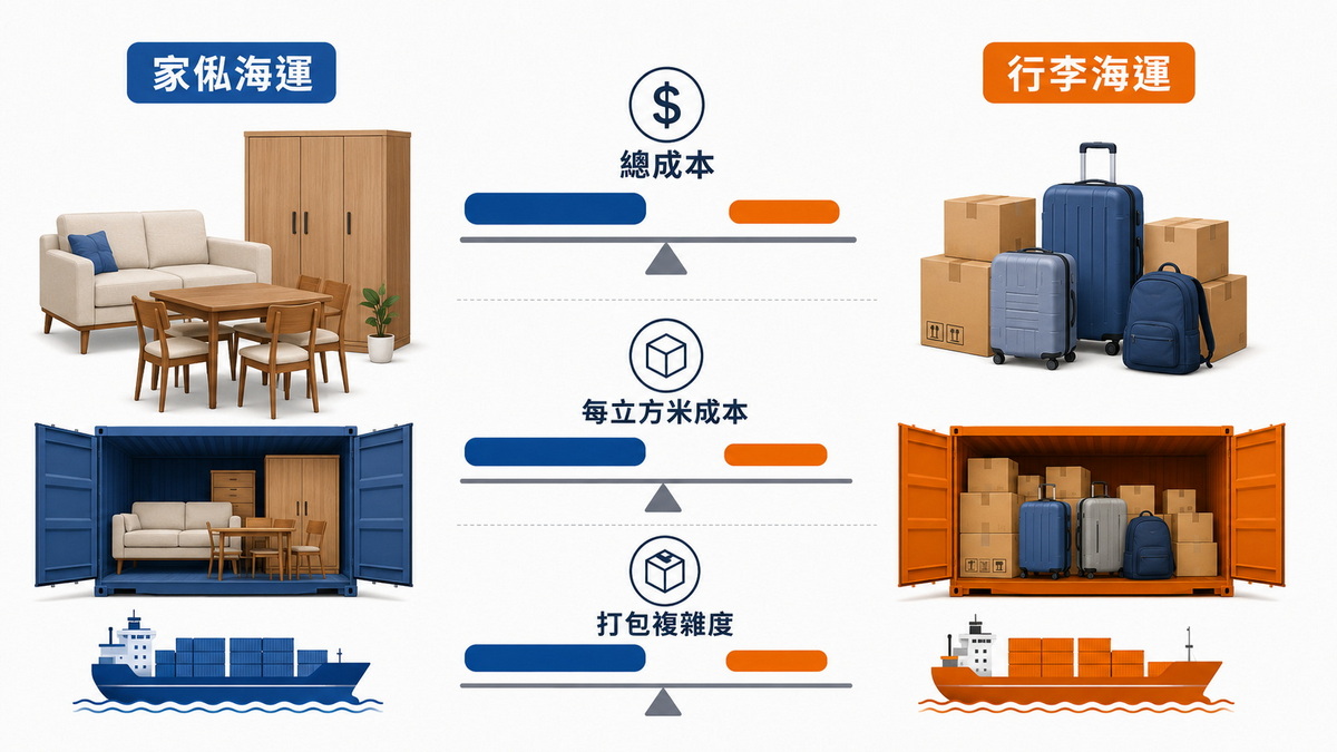 大件家俬與行李價格對比