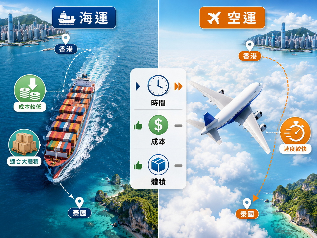 香港海運泰國与国际空运对比：何时选择海运？